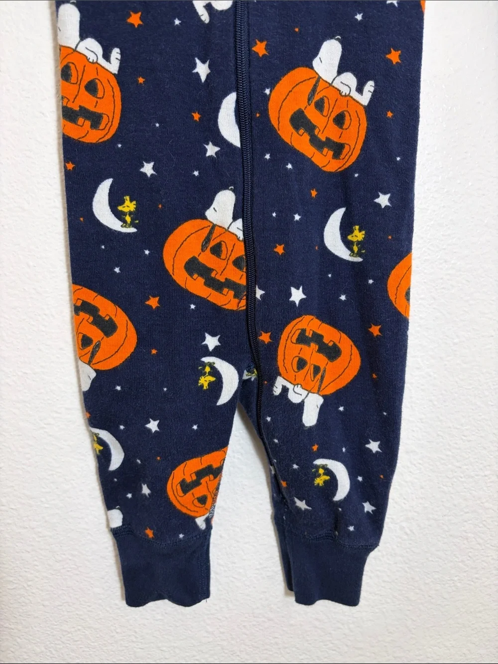 Hanna Andersson Navy Snoopy Peanuts Pumpkins Organic Cotton One Piece Pajamas